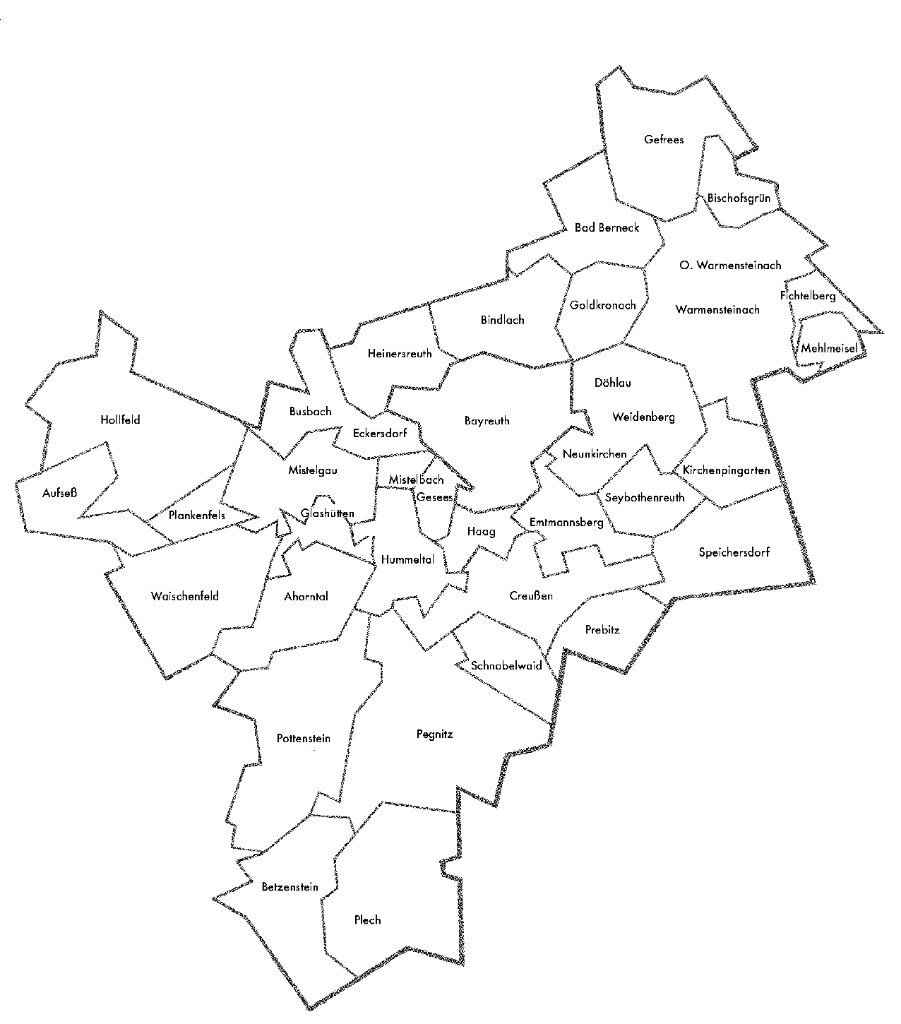 Karte der Volkshochschul-Außenstellen im Landkreis Bayreuth